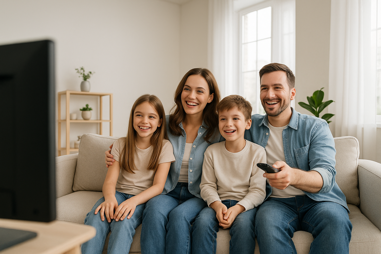 Família assistindo TV